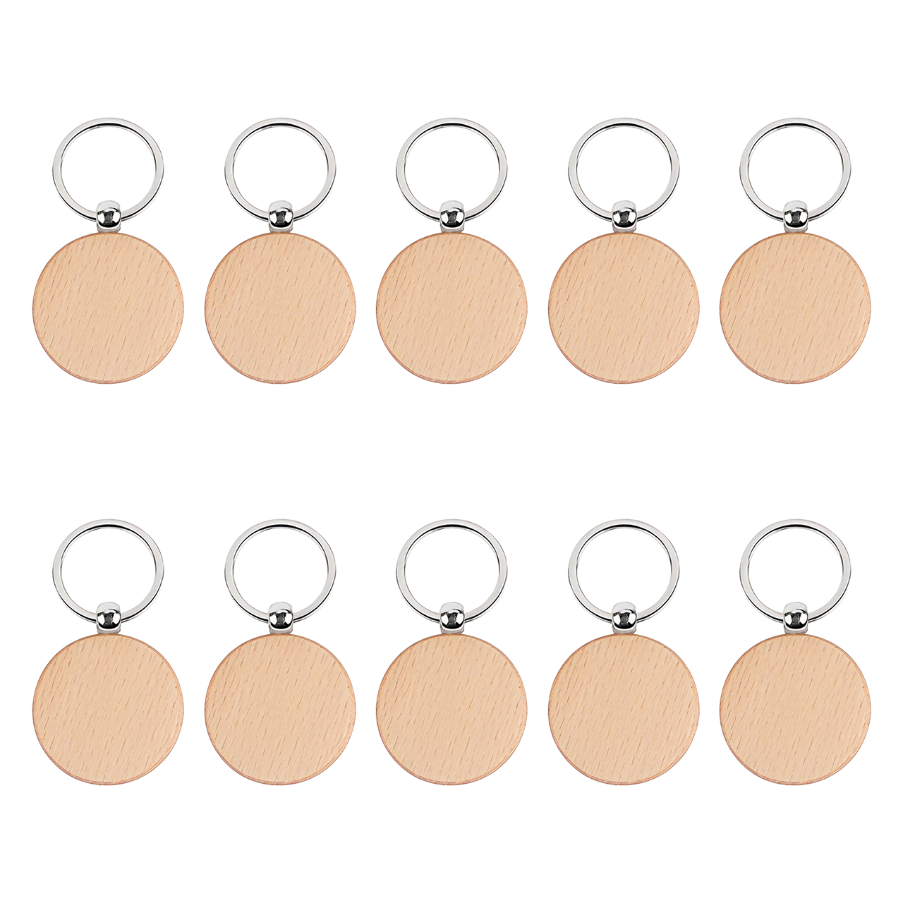Round Wooden Keychain (10pcs)