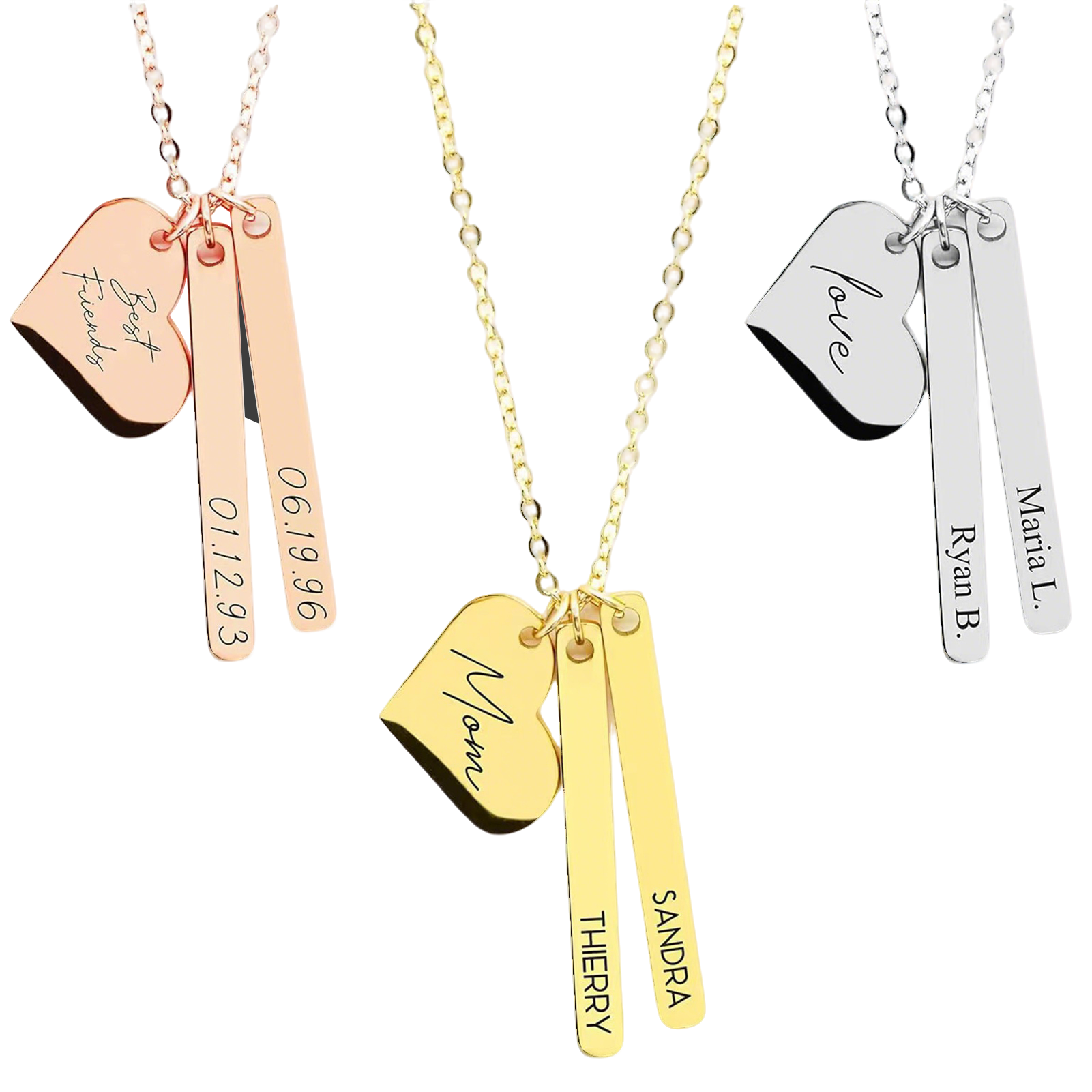 Stainless Steel 3 in 1 Necklace (6pcs)