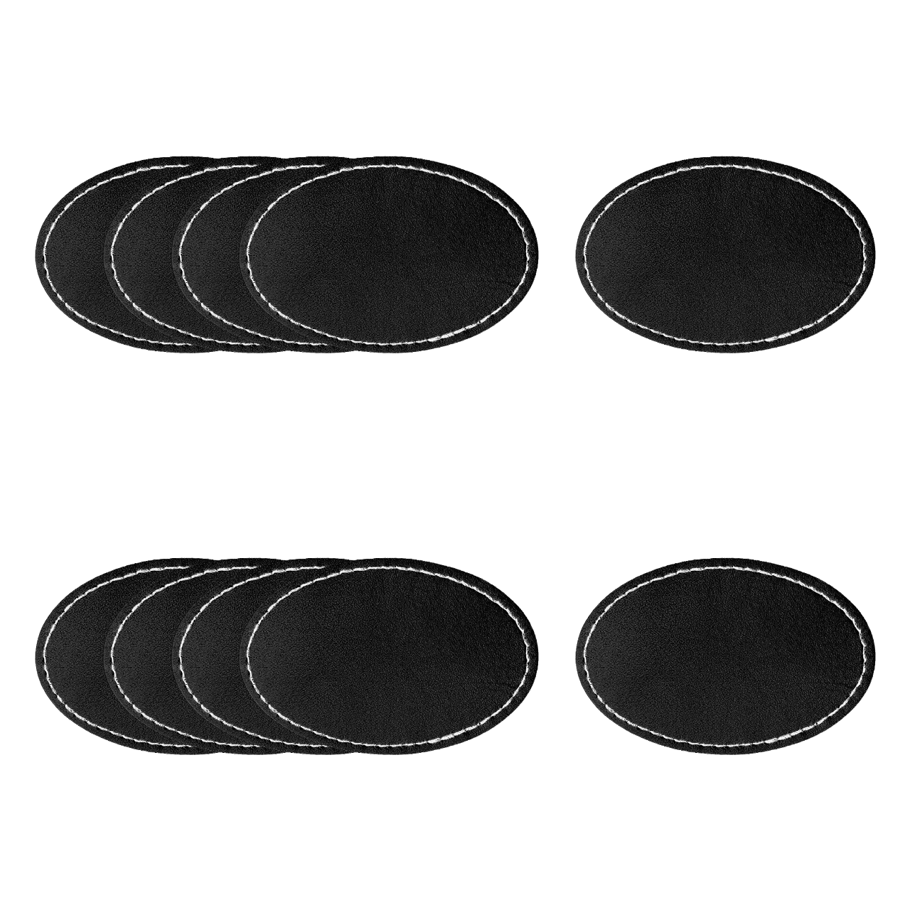 Black Oval PU Leather Nameplate (10pcs)