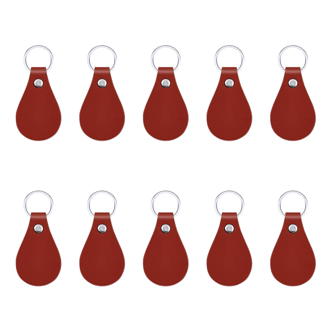 Dark Red PU Leather Keychains (10pcs)