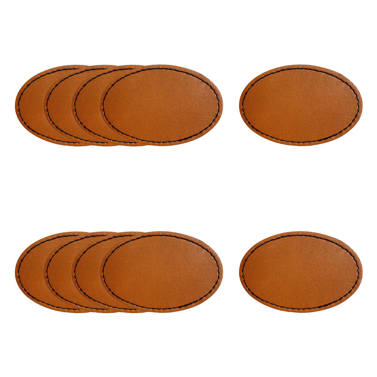 Brown Oval PU Leather Nameplate (10pcs)