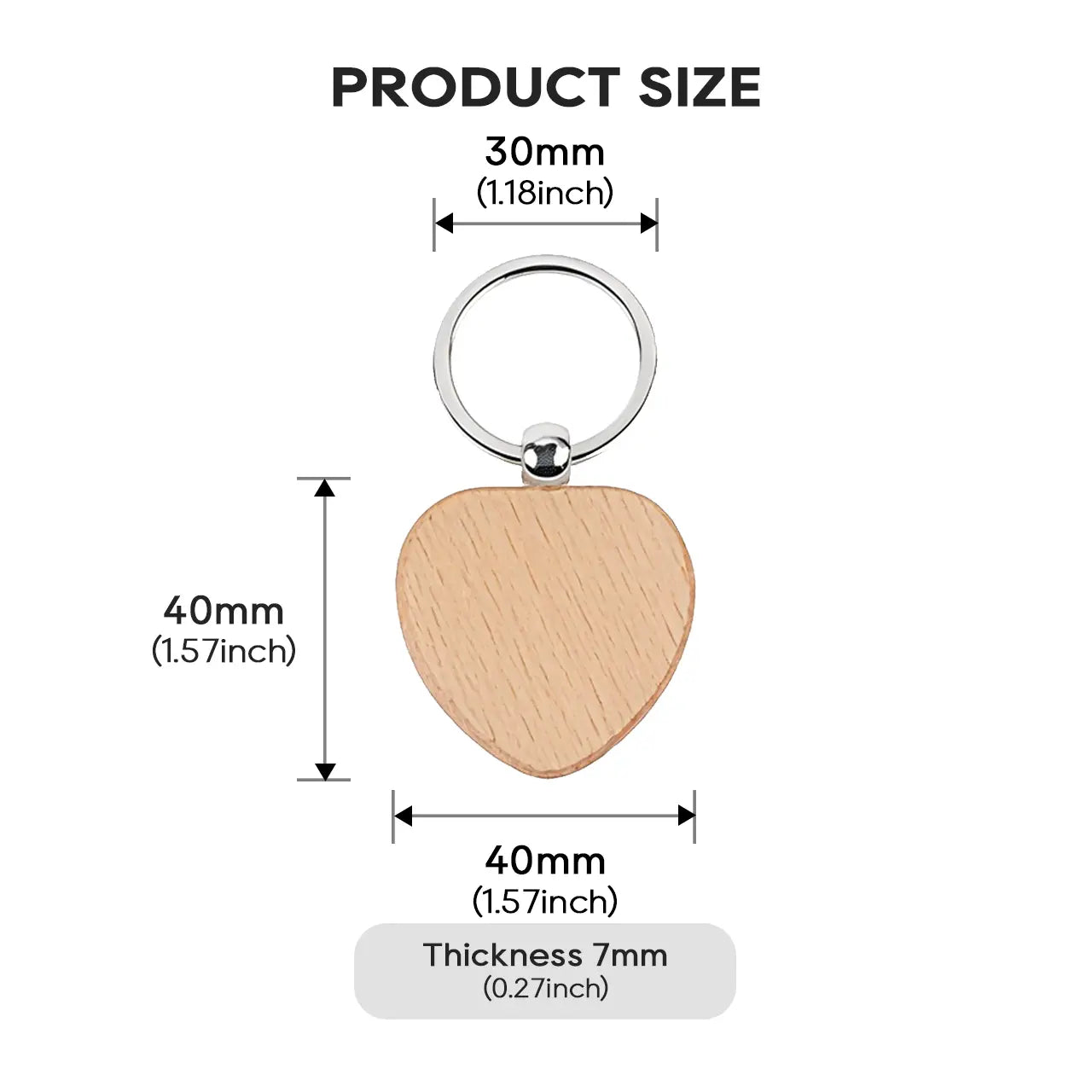 Heart Wooden Keychain (10pcs)