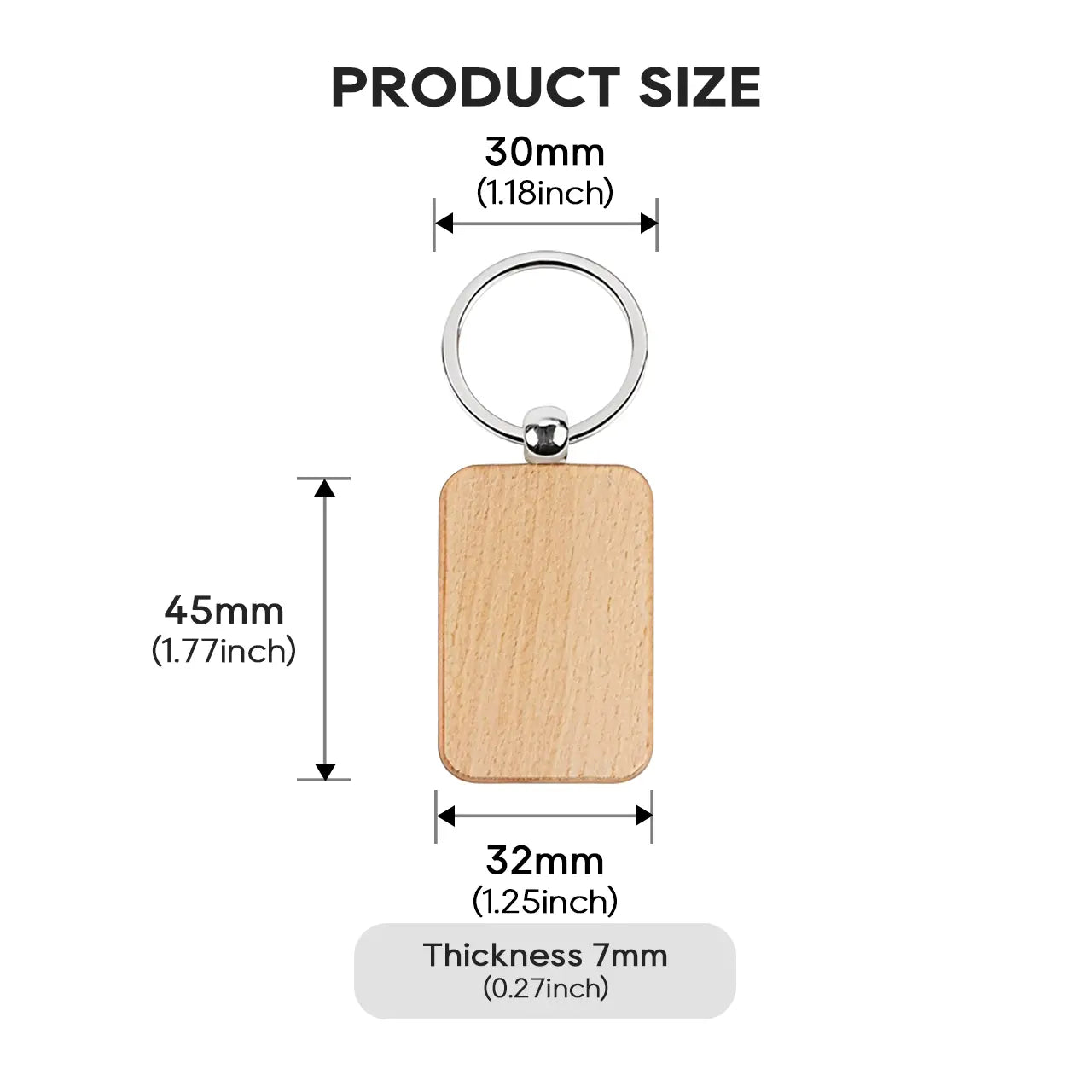 Rectangular Wooden Keychain (10pcs)