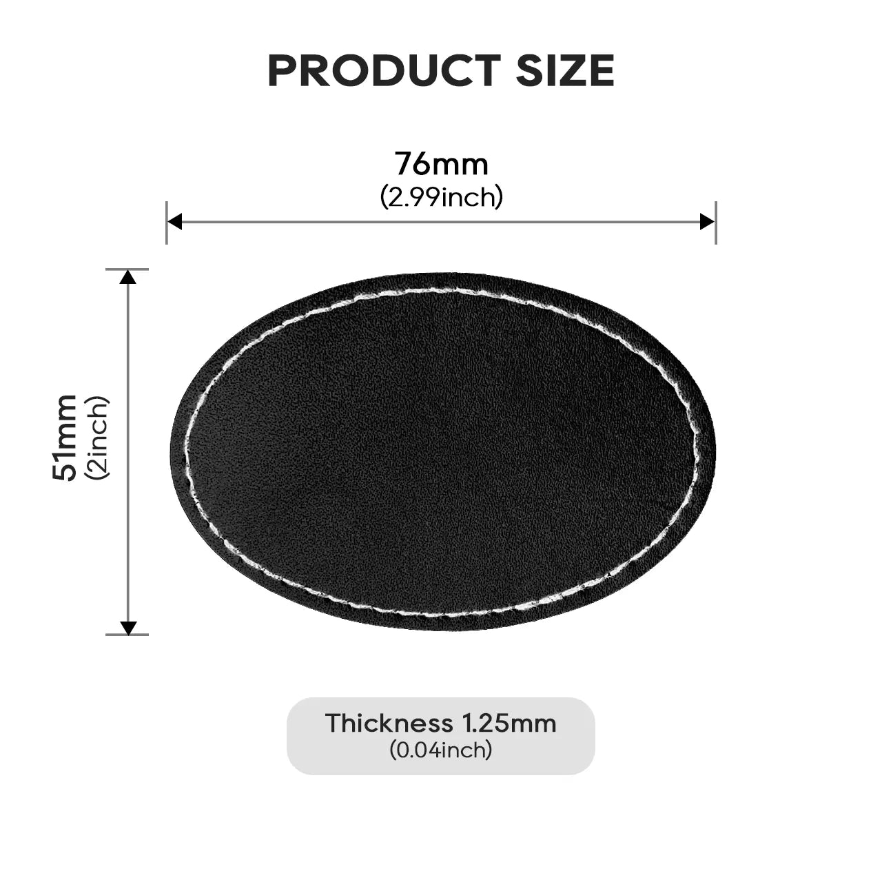 Black Oval PU Leather Nameplate (10pcs)