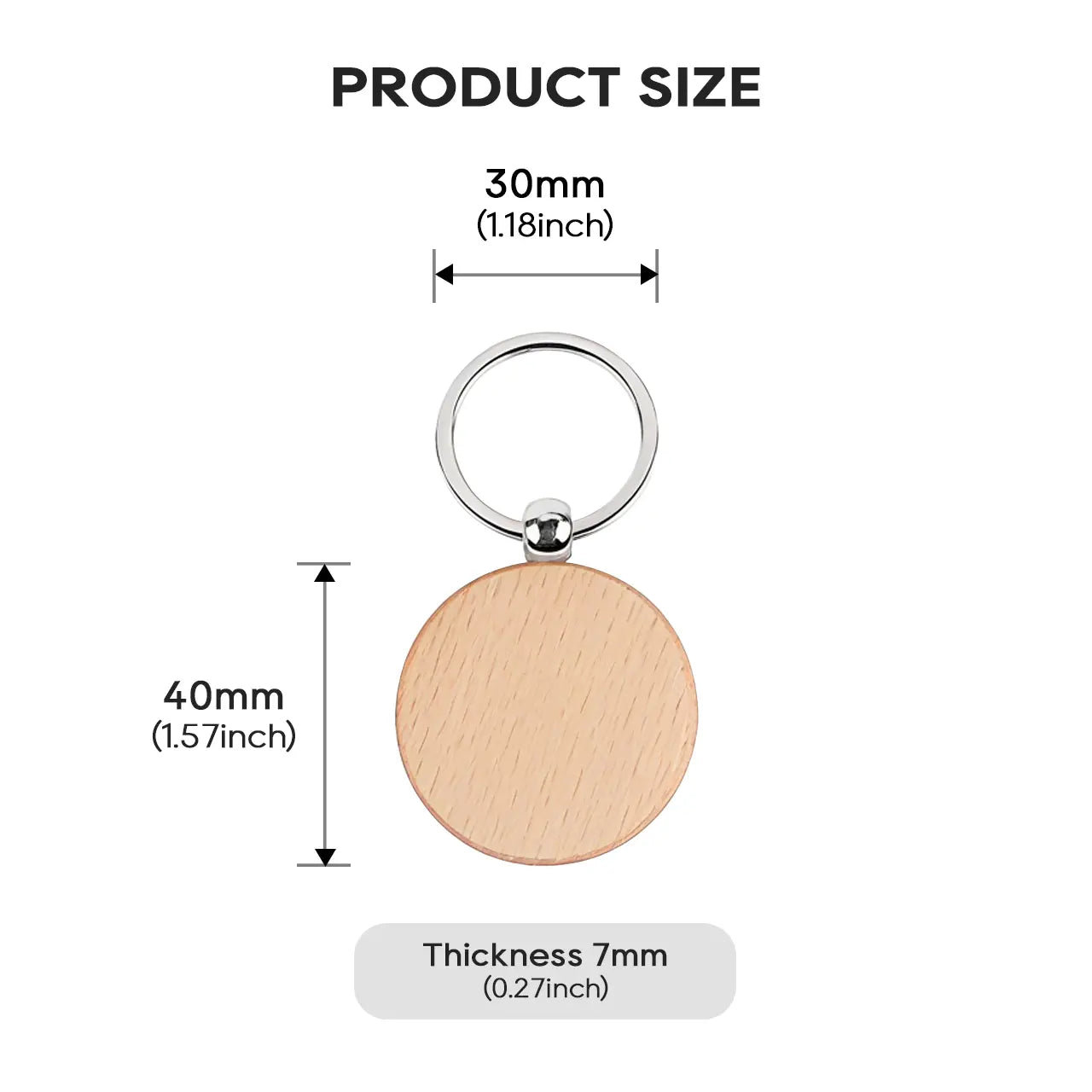 Round Wooden Keychain (10pcs)