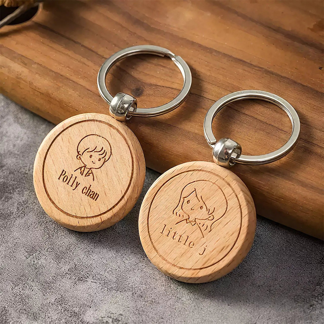 Round Wooden Keychain (10pcs)