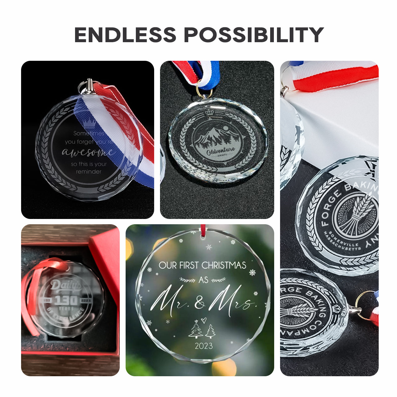 Blank Glass Medal (3pcs)