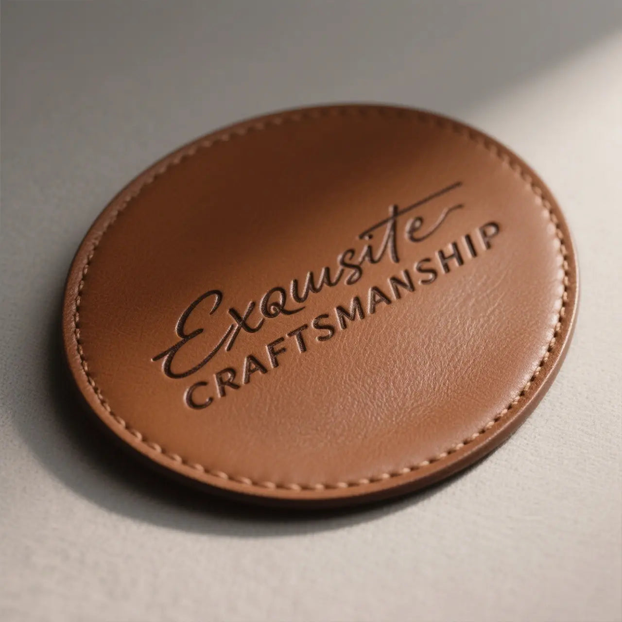 Brown Oval PU Leather Nameplate (10pcs)