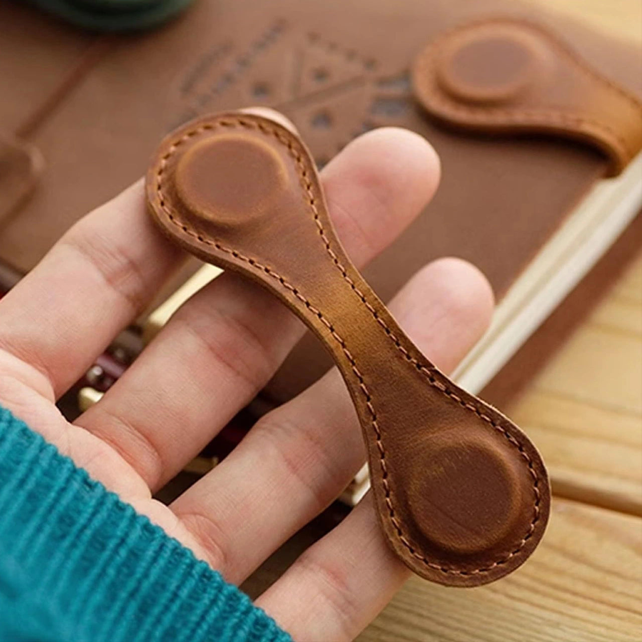 Brown Leather Magnetic Bookmark (5pcs)