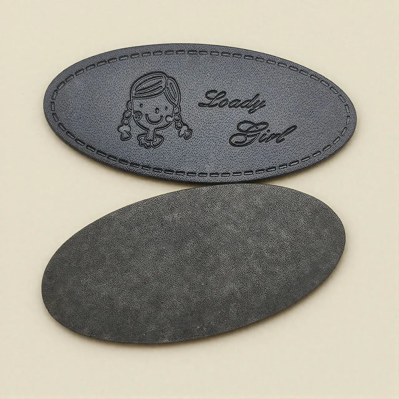 Black Oval PU Leather Nameplate (10pcs)