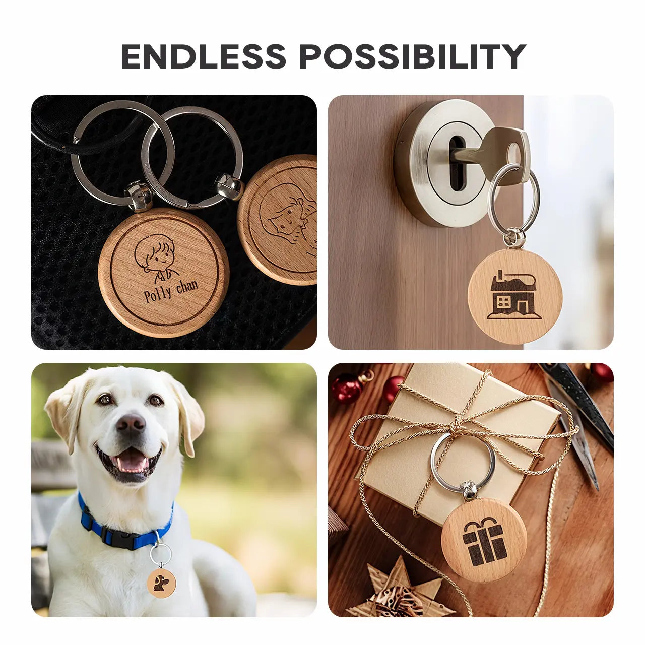 Round Wooden Keychain (10pcs)