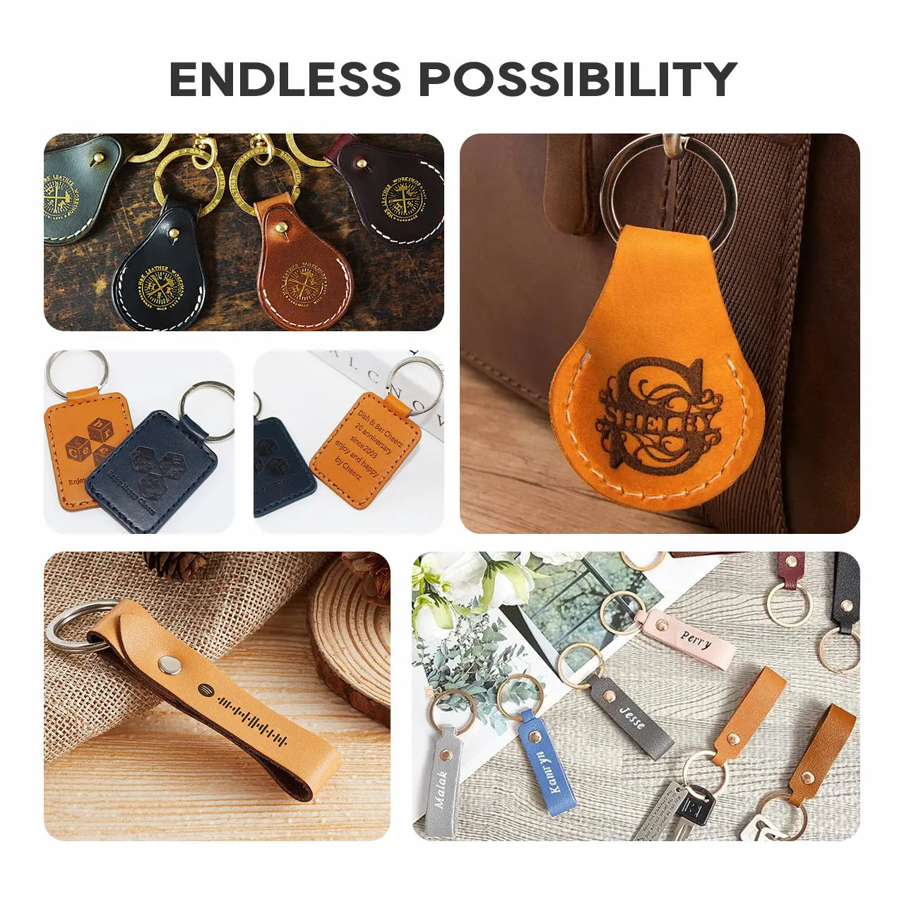 Dark Red PU Leather Keychains (10pcs)