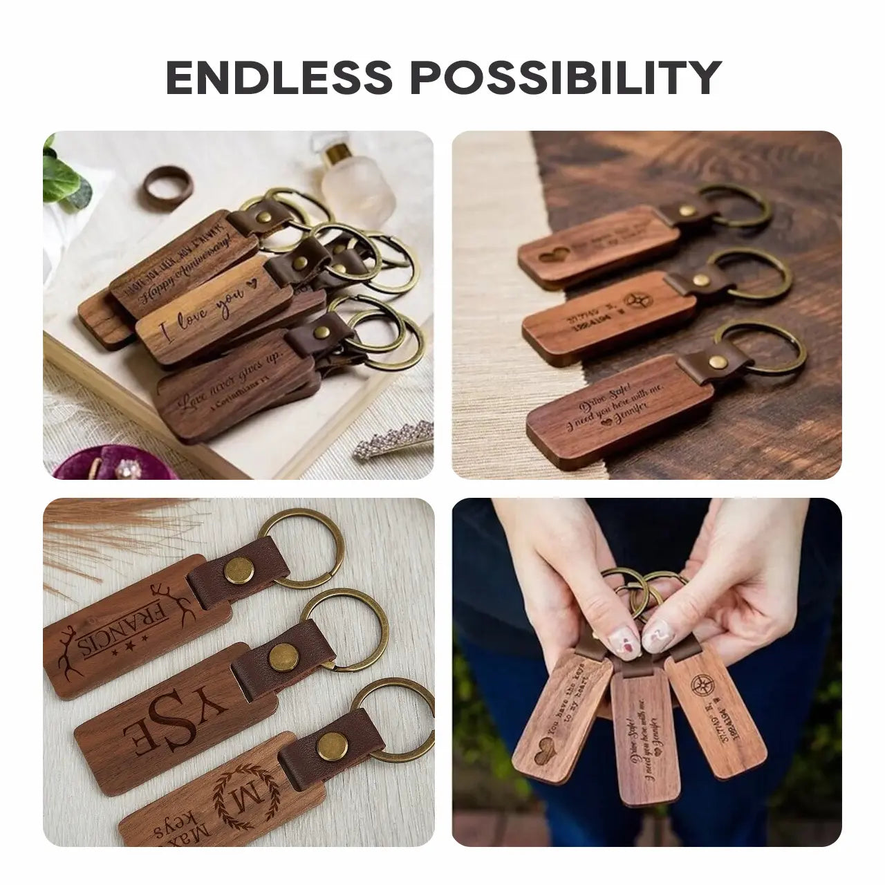 Rectangular Walnut Keychain (10pcs)