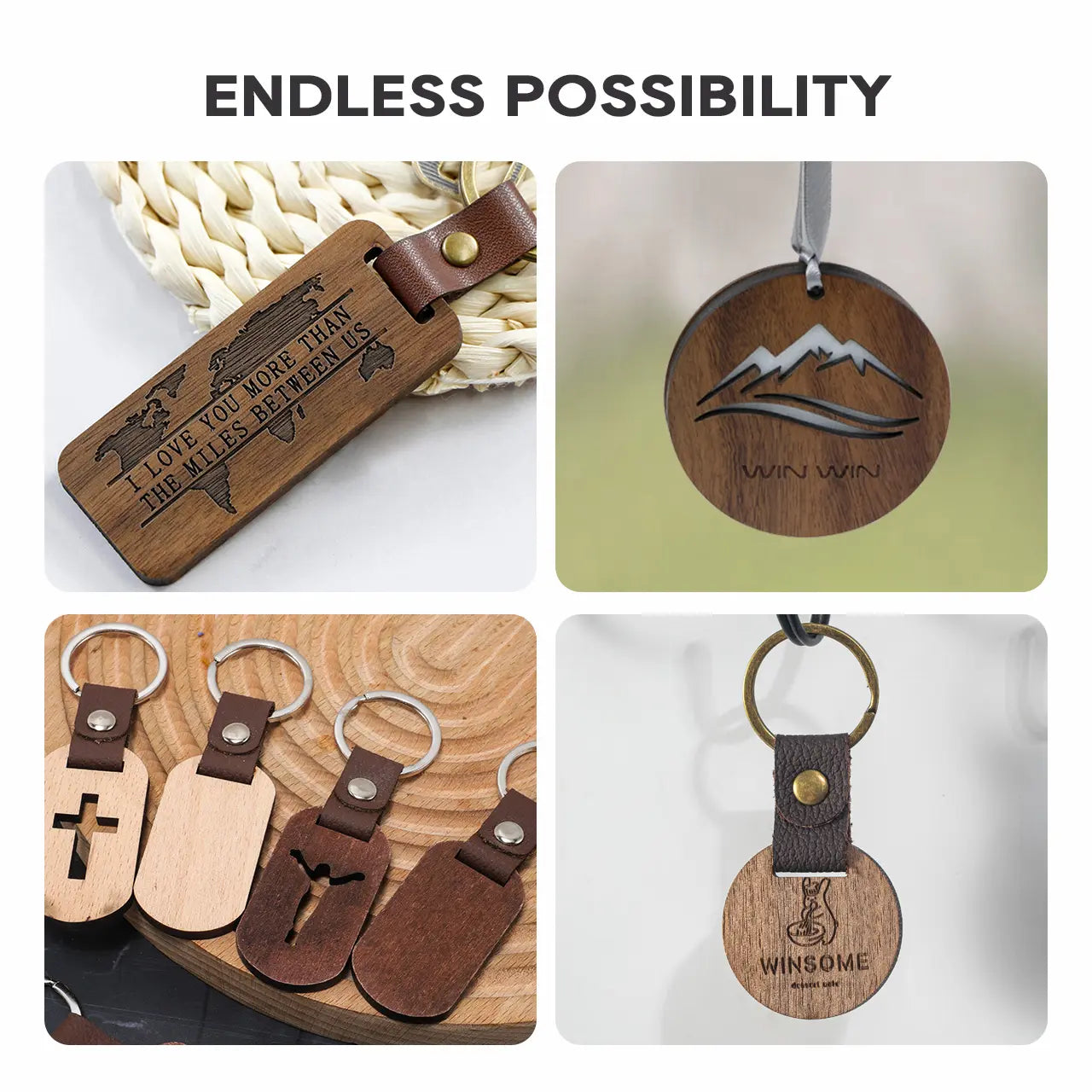 Round Walnut Keychain (10pcs)