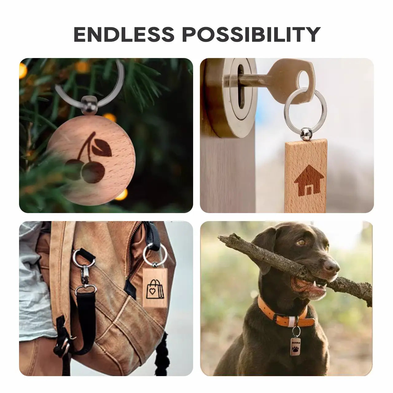Rectangular Wooden Keychain (10pcs)