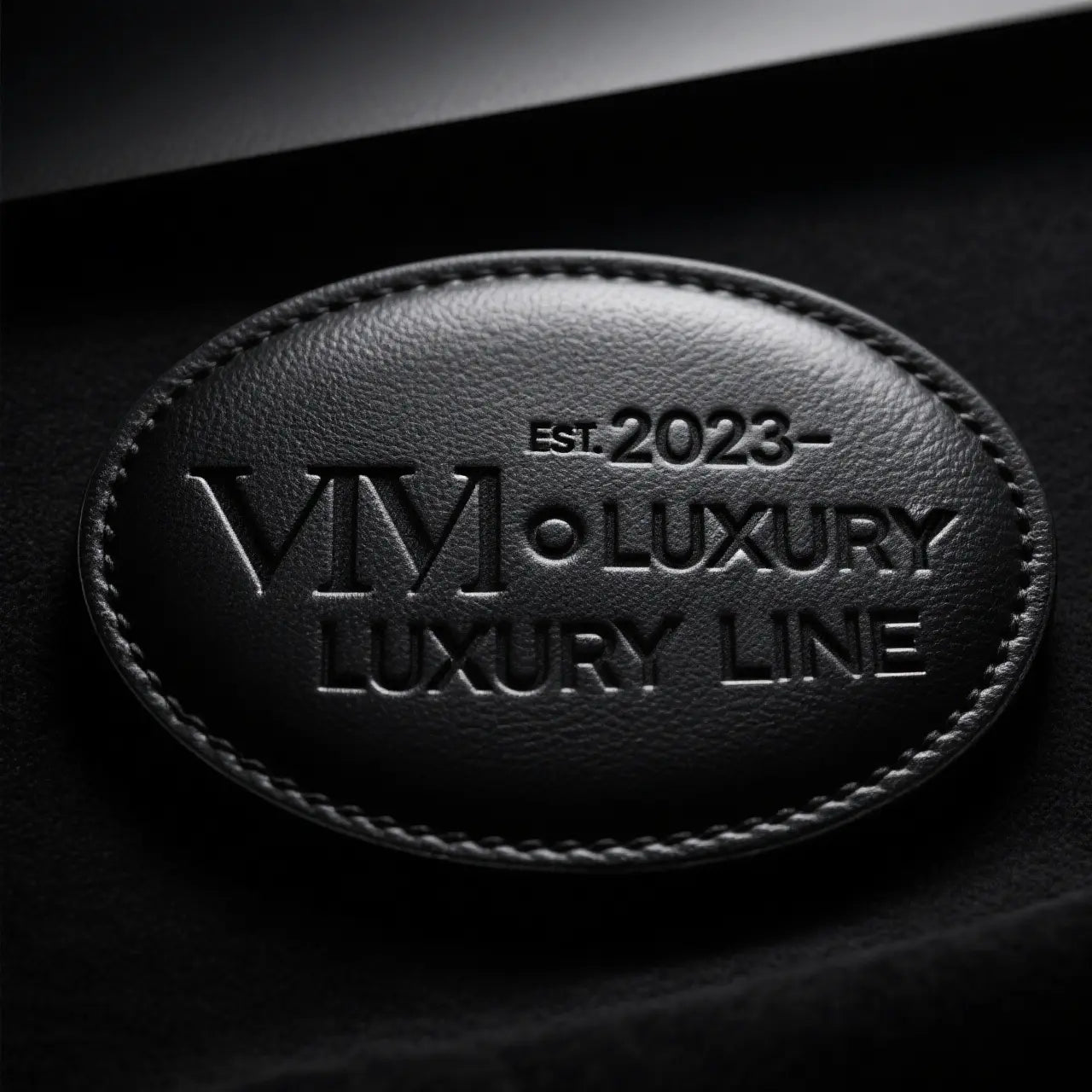 Black Oval PU Leather Nameplate (10pcs)