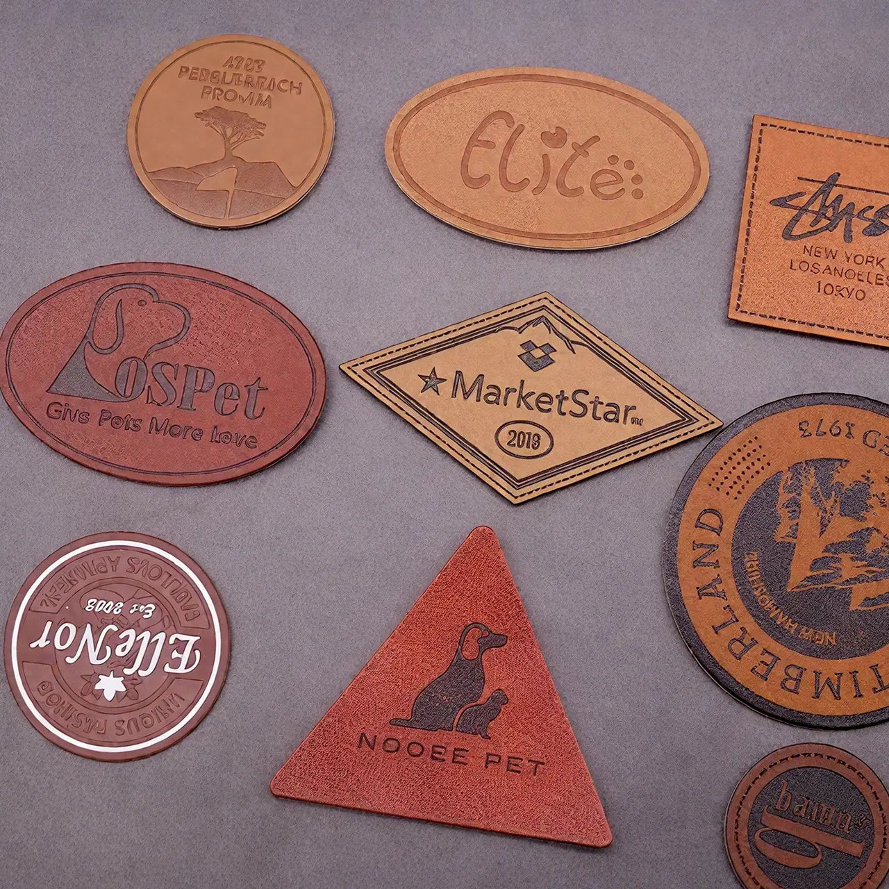 Brown Oval PU Leather Nameplate (10pcs)