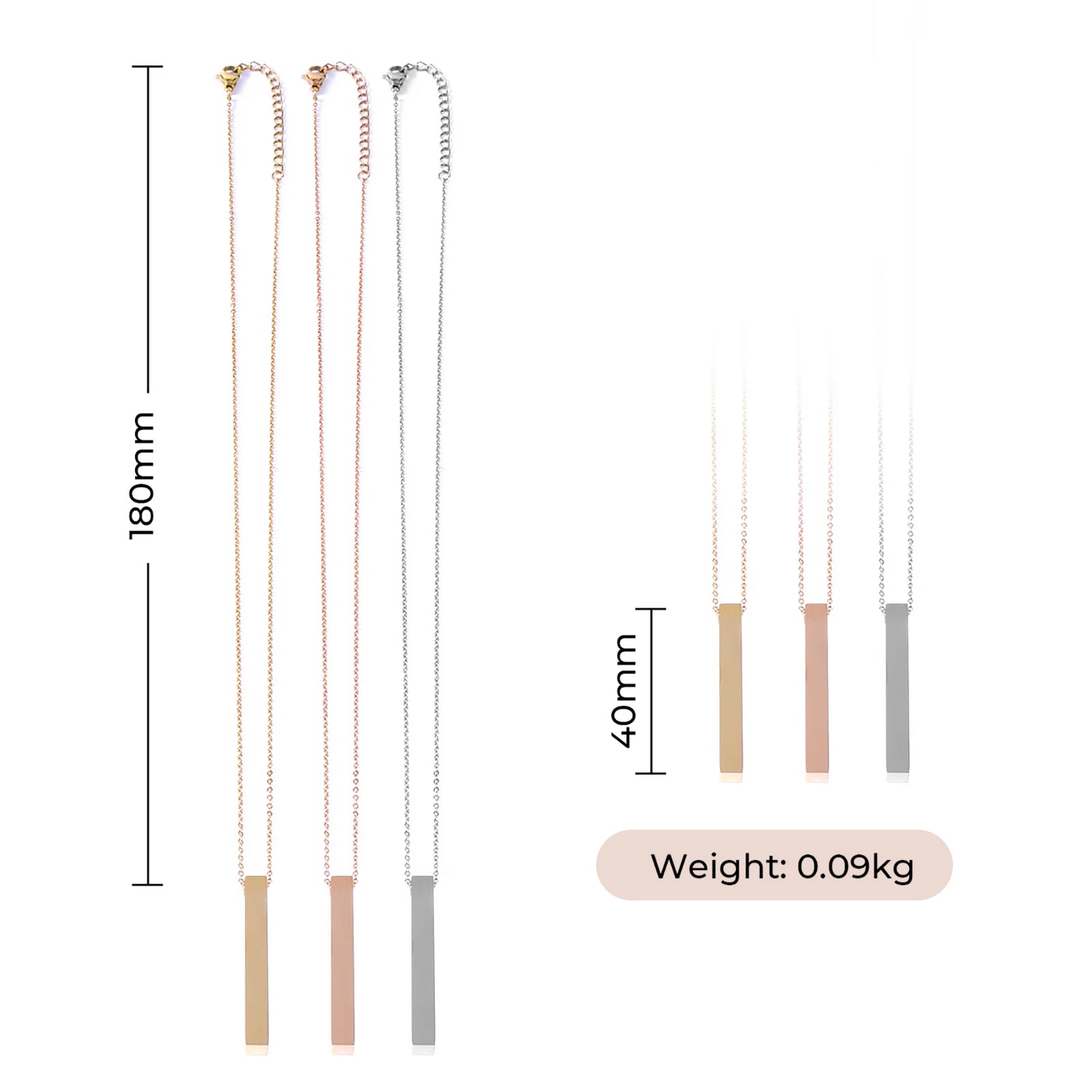 Stainless Steel Vertical Bar Necklace (6pcs)